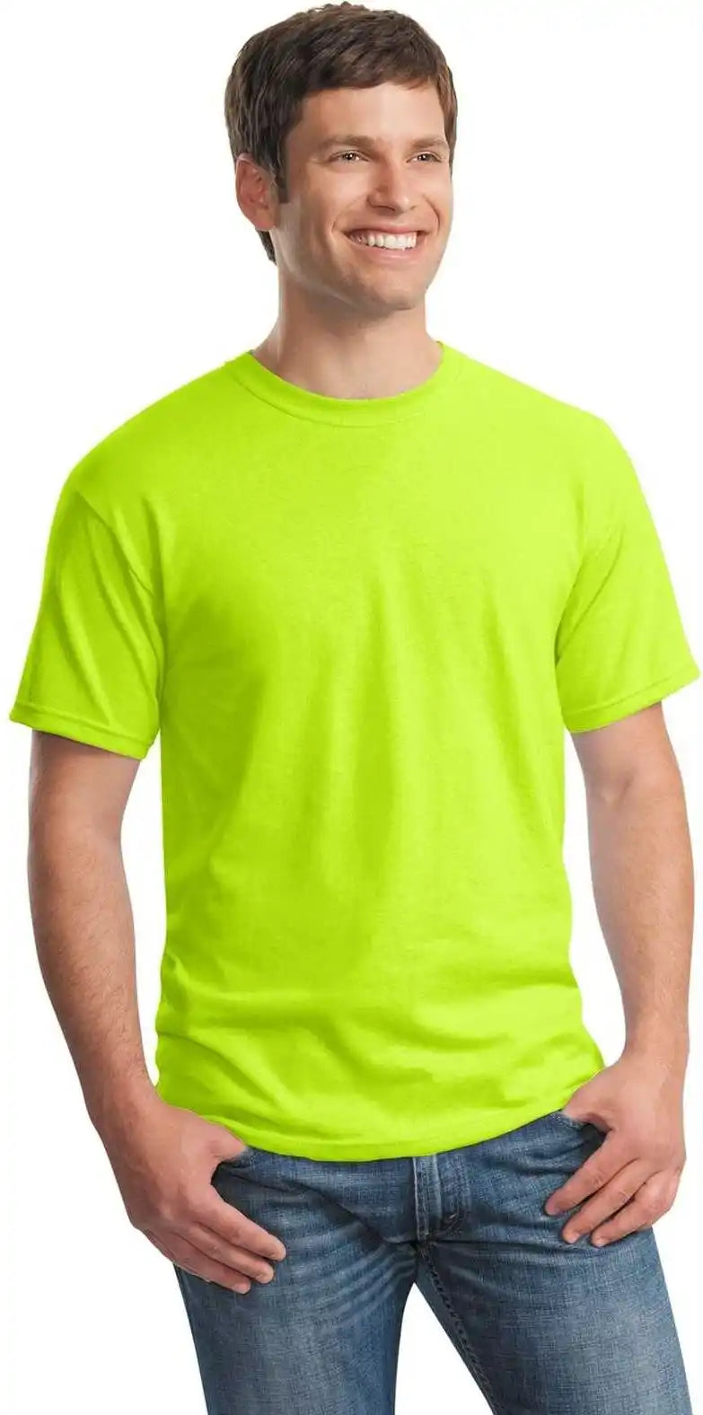 Gildan 5000 Heavy Cotton 100% t Shirt Safety Green