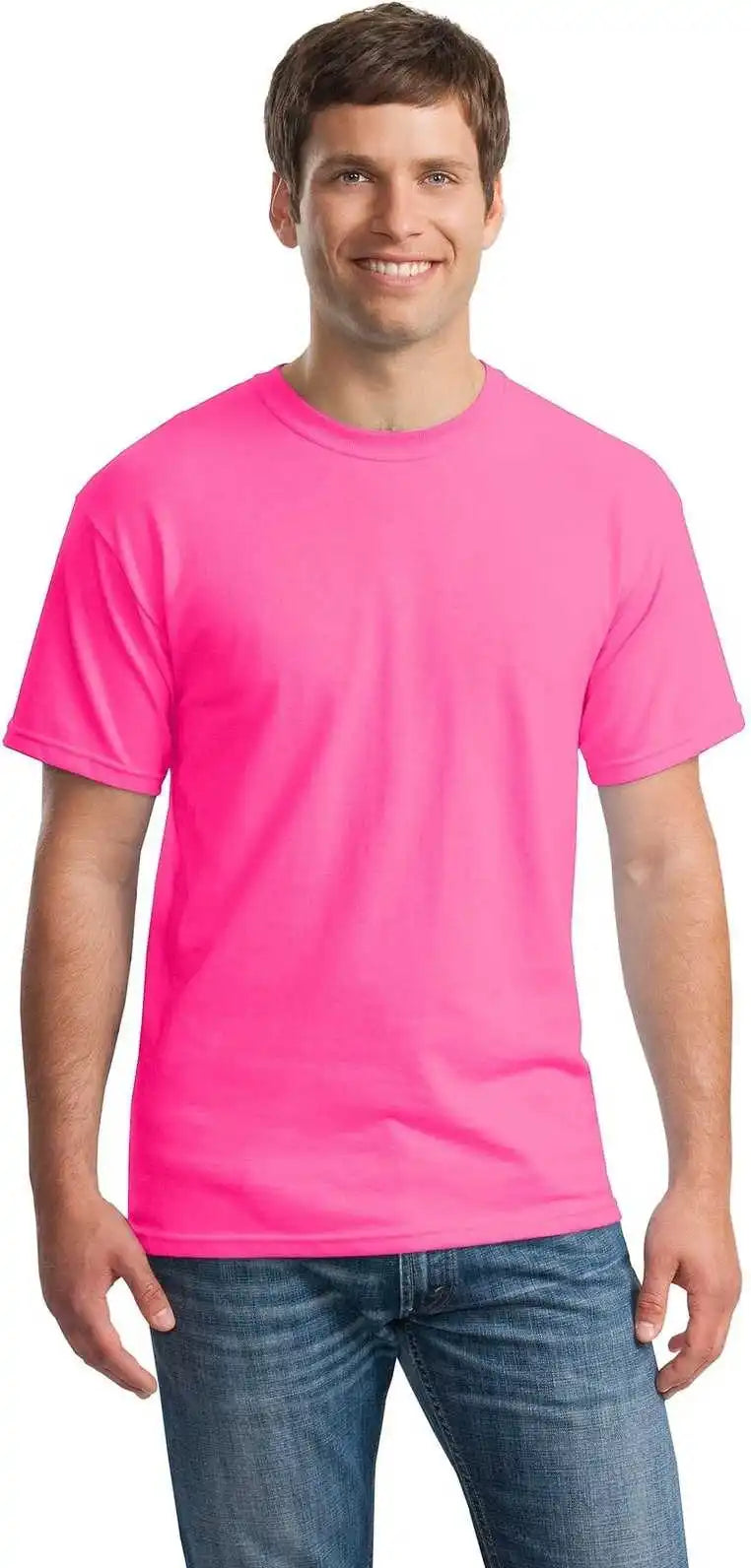 Gildan 5000 Heavy Cotton 100% t Shirt Safety Pink