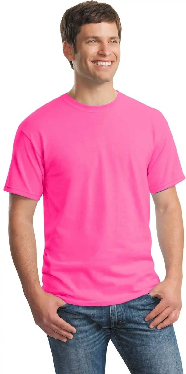 Gildan 5000 Heavy Cotton 100% t Shirt Safety Pink