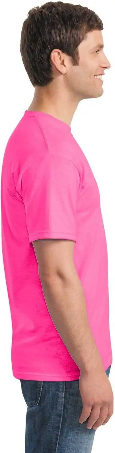 Gildan 5000 Heavy Cotton 100% t Shirt Safety Pink