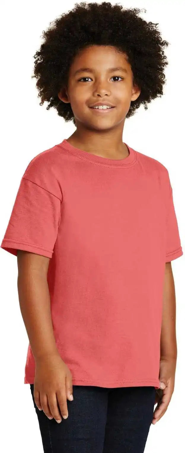 Gildan 5000b Youth Heavy Cotton 100% t Shirt Coral Silk