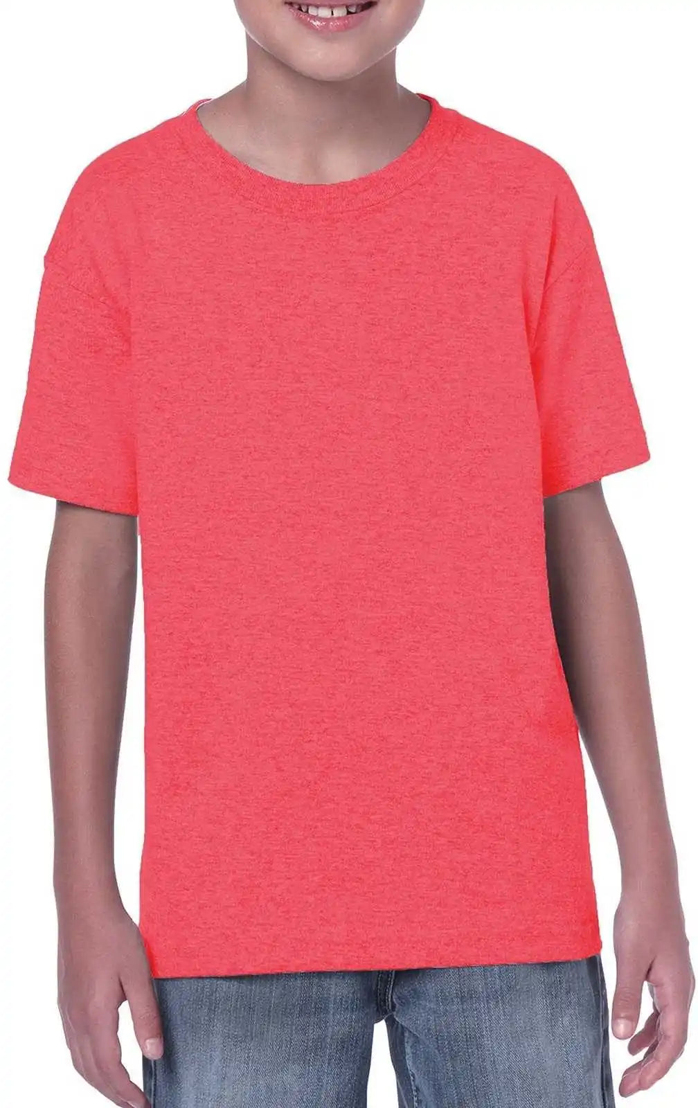 Gildan 5000b Youth Heavy Cotton 100% t Shirt Heather Red