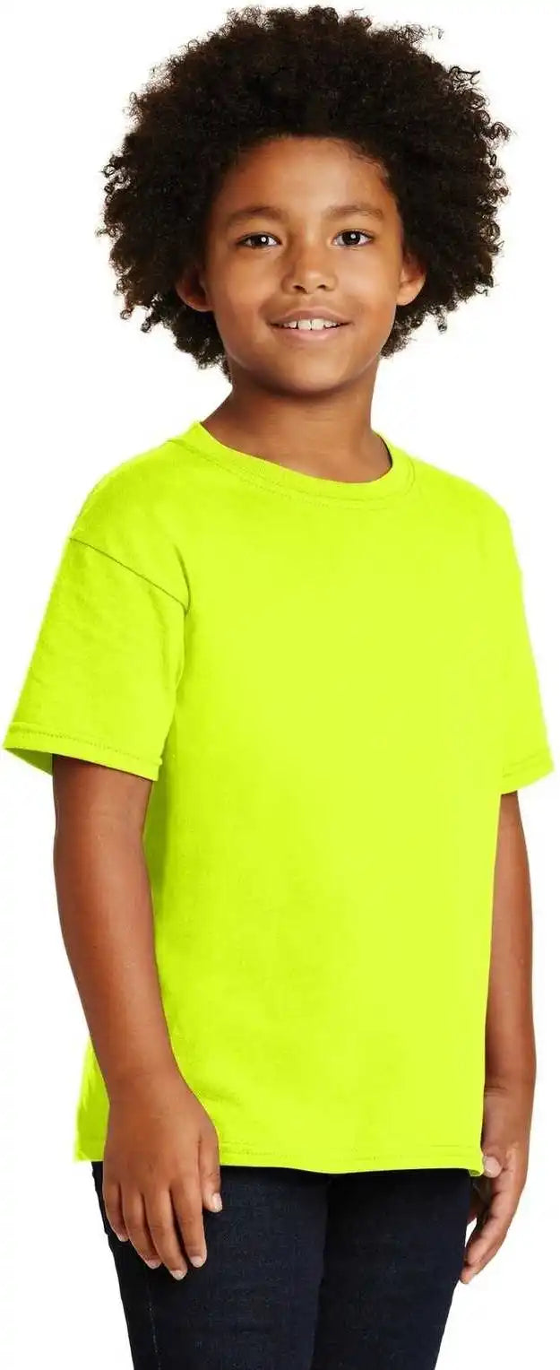 Gildan 5000b Youth Heavy Cotton 100% t Shirt Safety Green