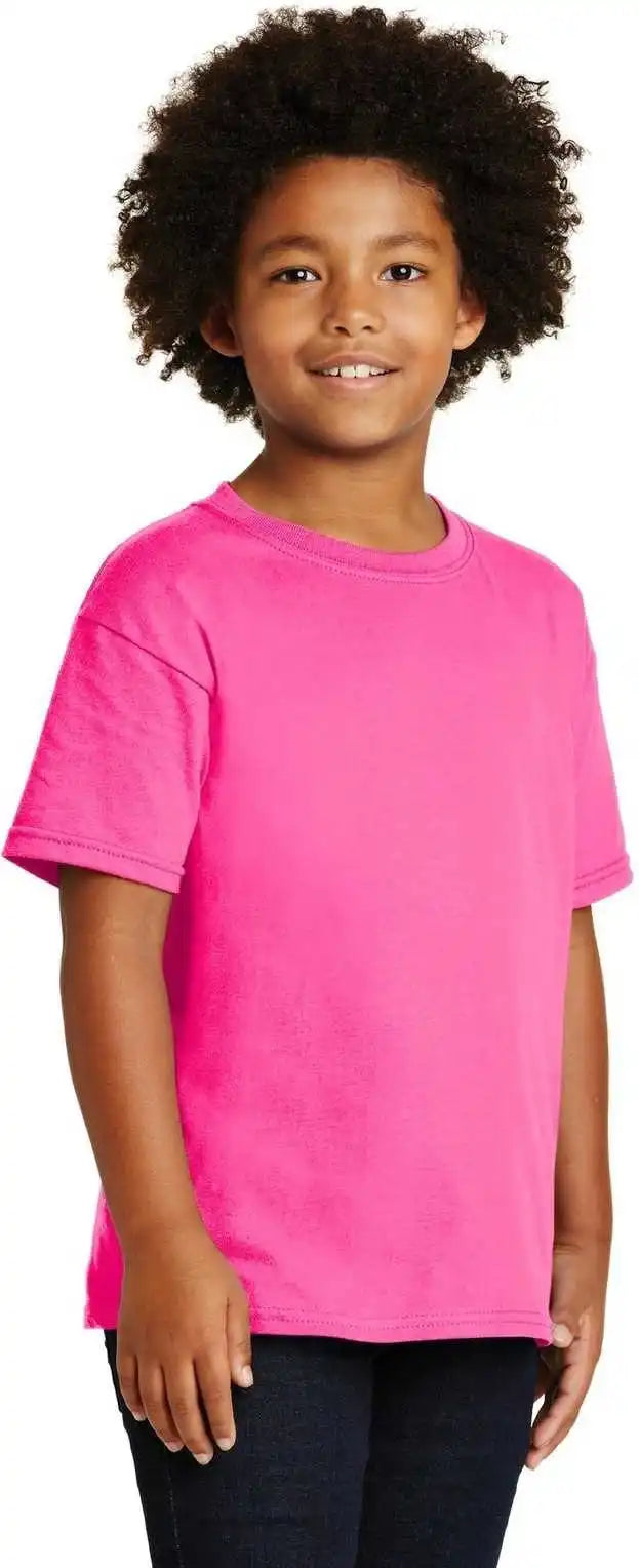 Gildan 5000b Youth Heavy Cotton 100% t Shirt Safety Pink