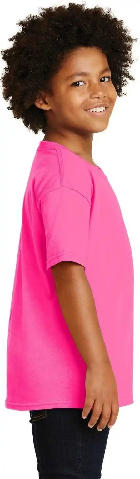 Gildan 5000b Youth Heavy Cotton 100% t Shirt Safety Pink