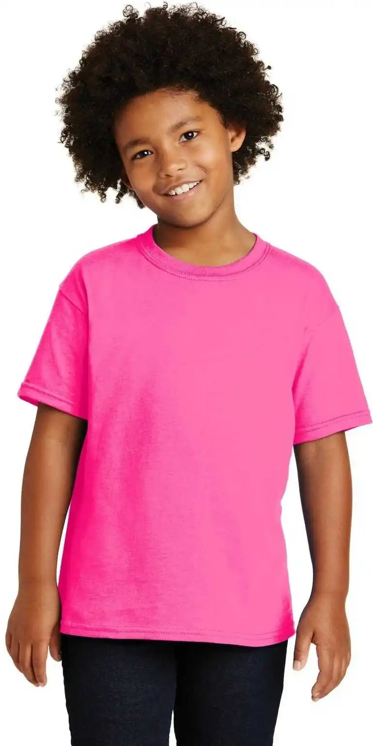 Gildan 5000b Youth Heavy Cotton 100% t Shirt Safety Pink