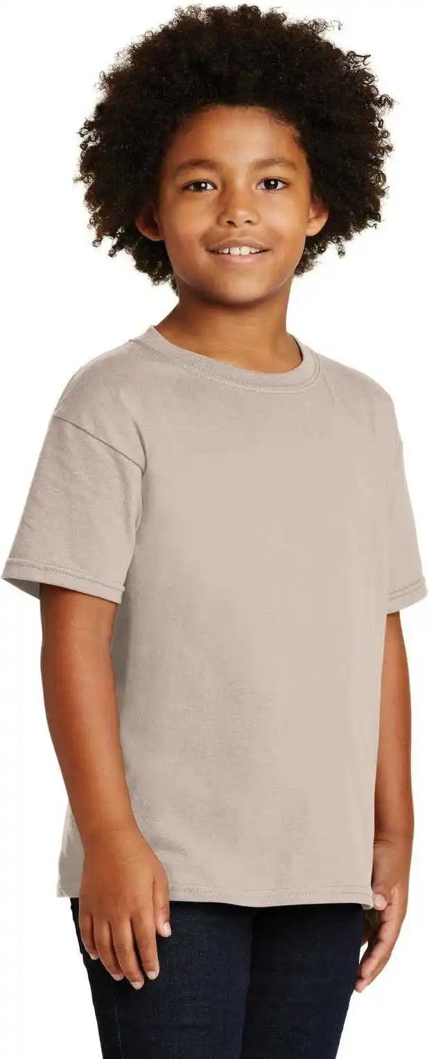 Gildan 5000b Youth Heavy Cotton 100% t Shirt Sand