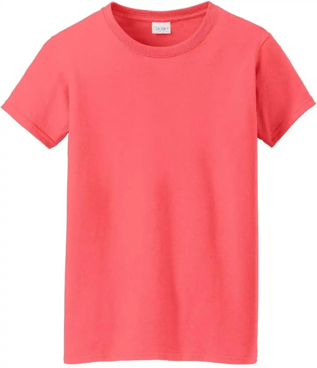 Gildan 5000l Ladies Heavy Cotton 100% t Shirt Coral Silk