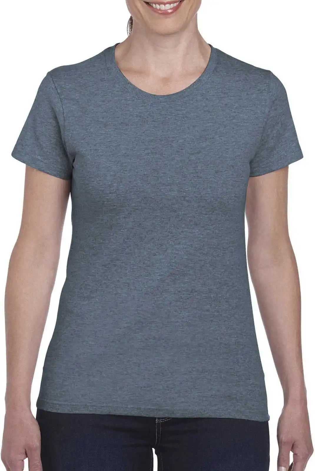 Gildan 5000l Ladies Heavy Cotton 100% t Shirt Heather Navy