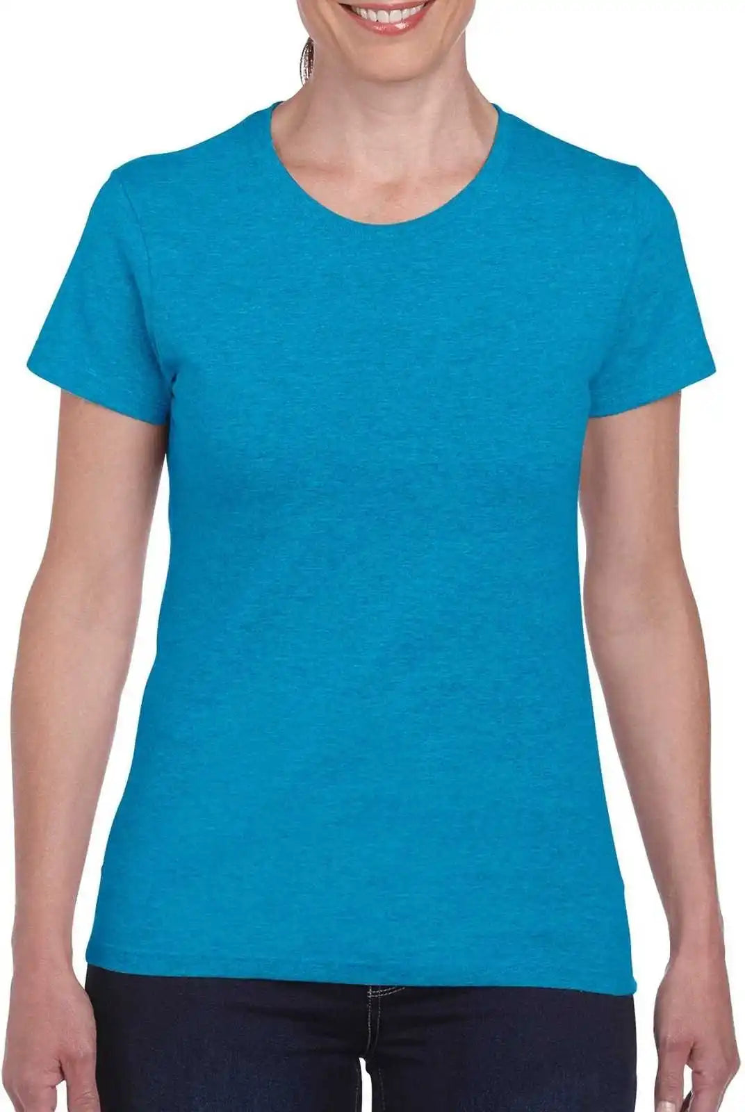 Gildan 5000l Ladies Heavy Cotton 100% t Shirt Heather Sapphire