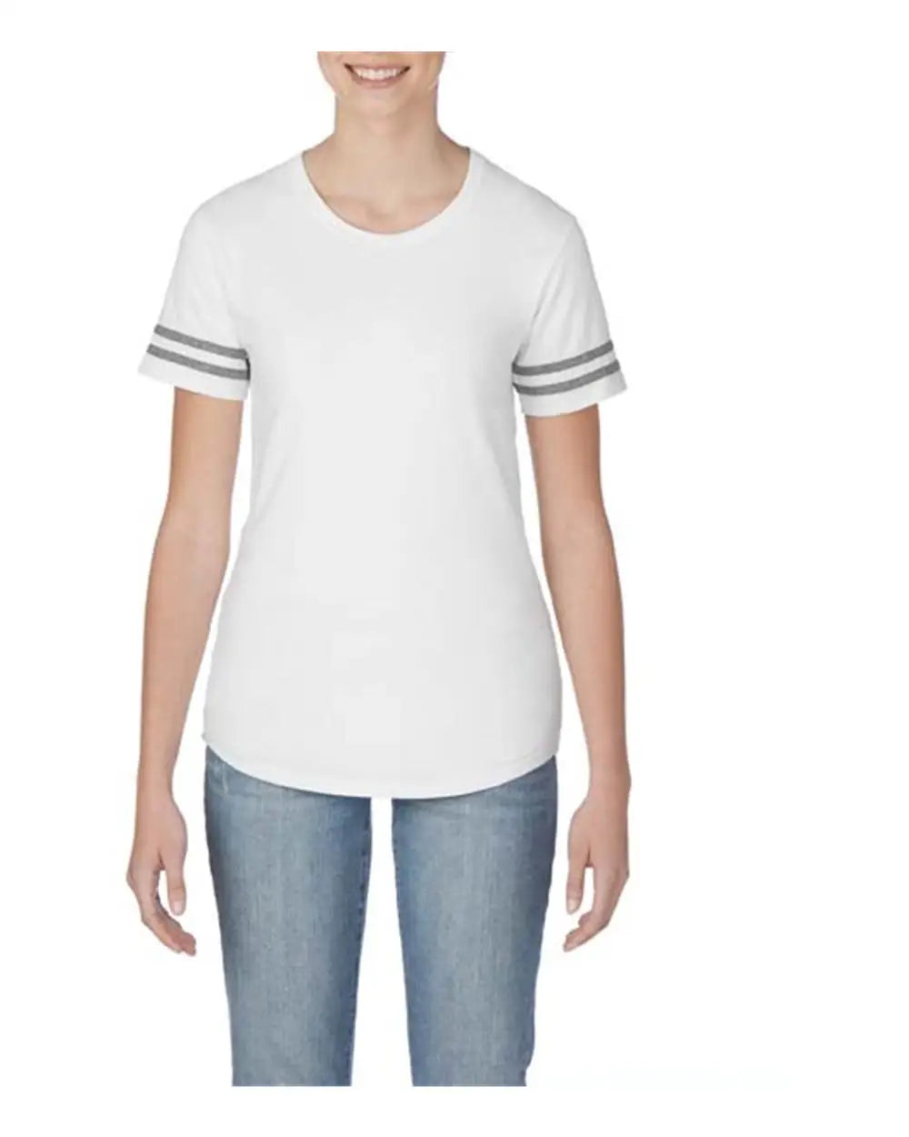 Gildan 500vtl Women’s Victory T-shirt - White/ Graphite Heather / Ladies l