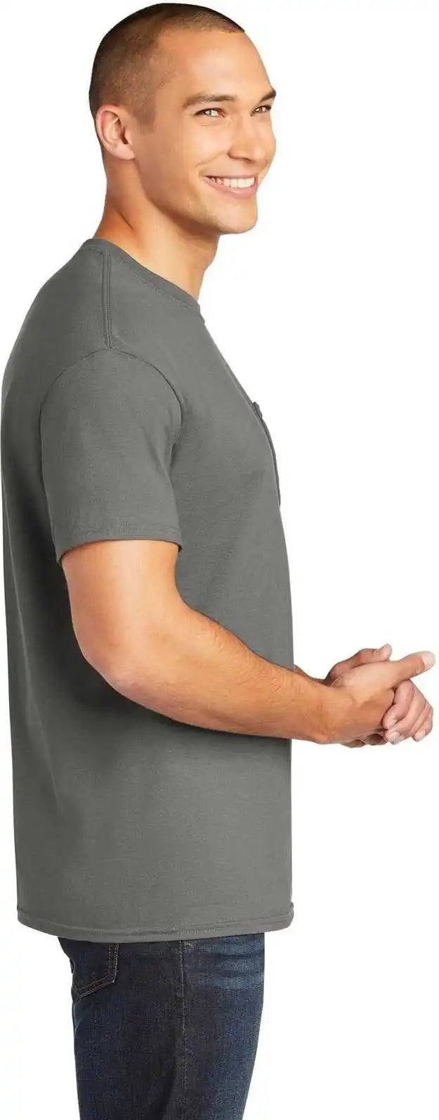 Gildan 5300 Heavy Cotton 100% Pocket t Shirt Charcoal