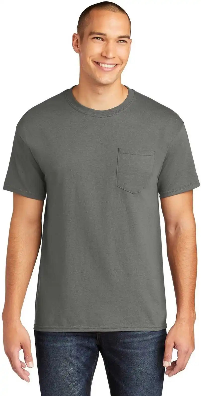 Gildan 5300 Heavy Cotton 100% Pocket t Shirt Charcoal