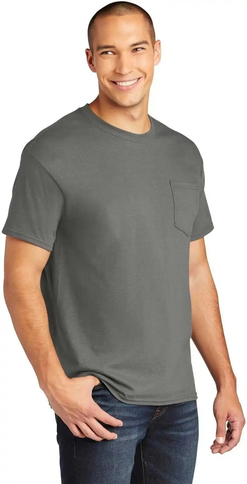 Gildan 5300 Heavy Cotton 100% Pocket t Shirt Charcoal