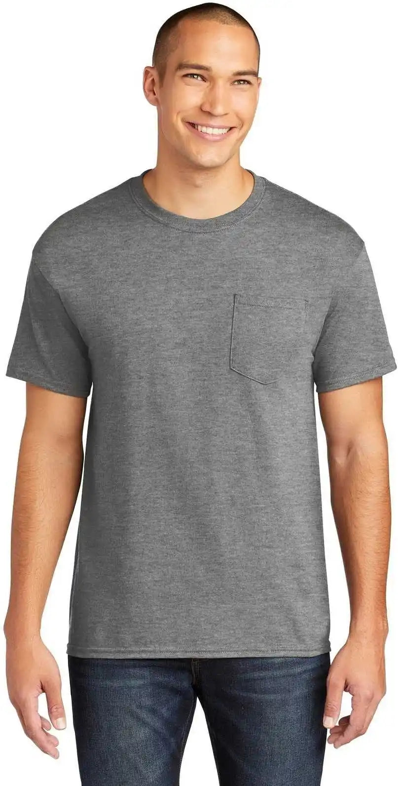 Gildan 5300 Heavy Cotton 100% Pocket t Shirt Graphite Heather