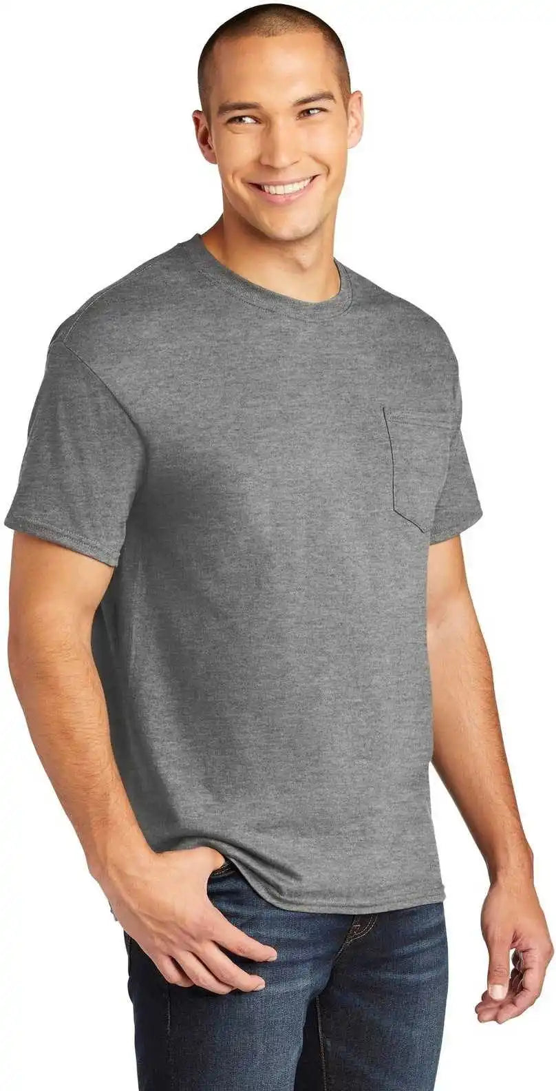 Gildan 5300 Heavy Cotton 100% Pocket t Shirt Graphite Heather