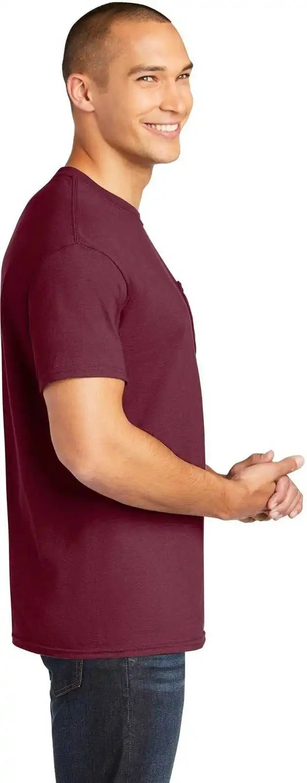 Gildan 5300 Heavy Cotton 100% Pocket t Shirt Maroon