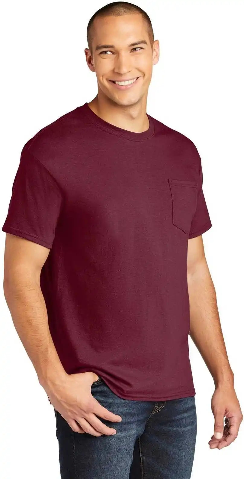 Gildan 5300 Heavy Cotton 100% Pocket t Shirt Maroon