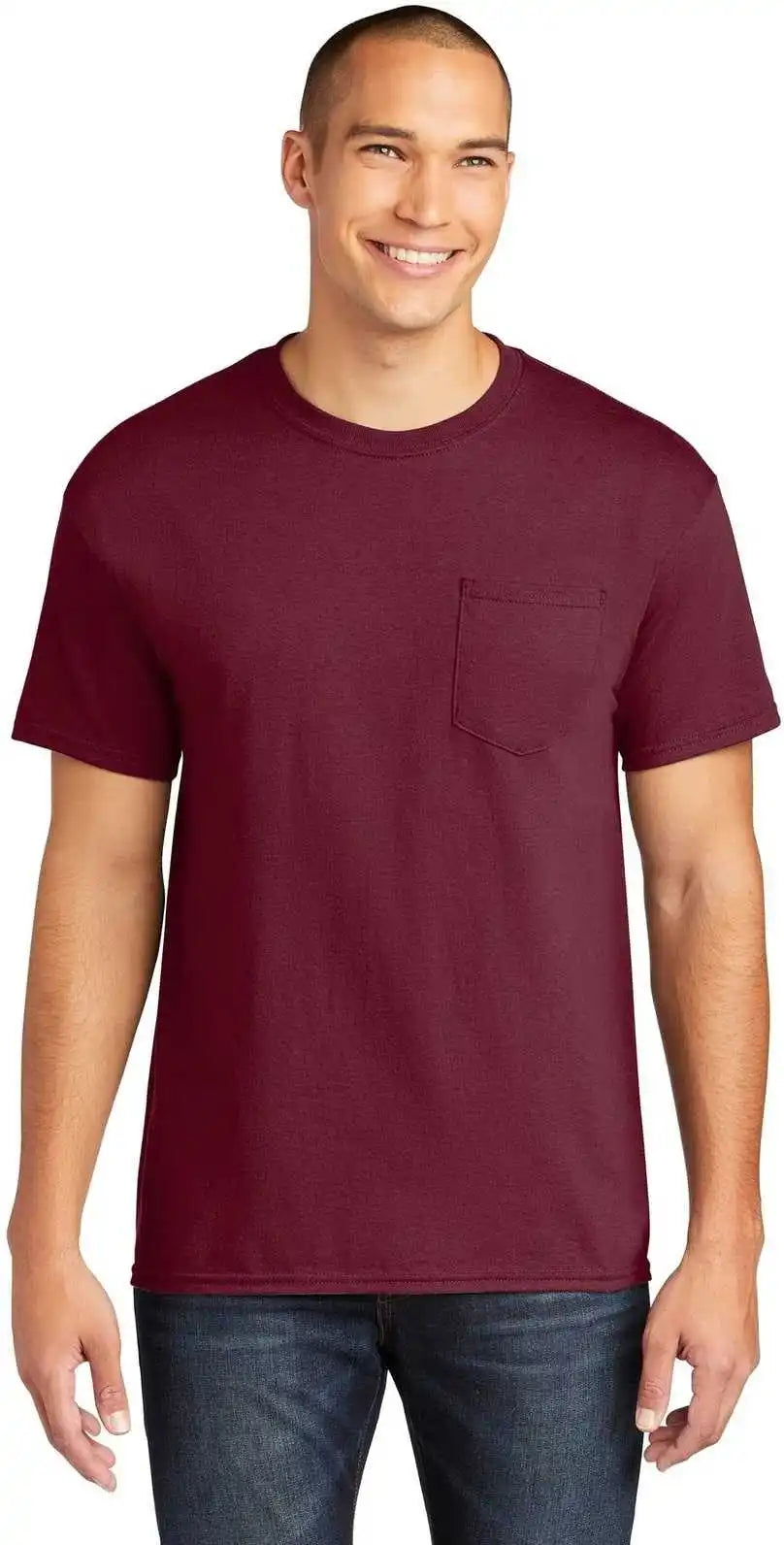 Gildan 5300 Heavy Cotton 100% Pocket t Shirt Maroon
