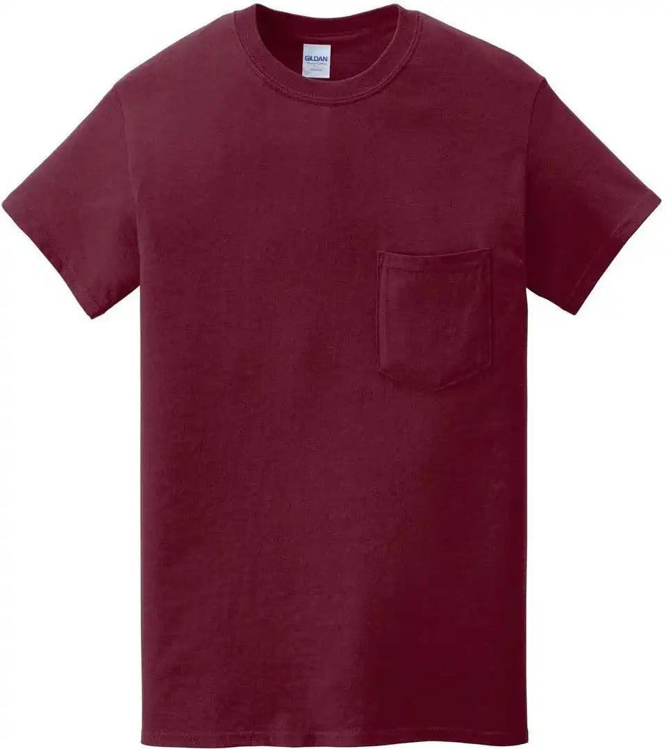 Gildan 5300 Heavy Cotton 100% Pocket t Shirt Maroon