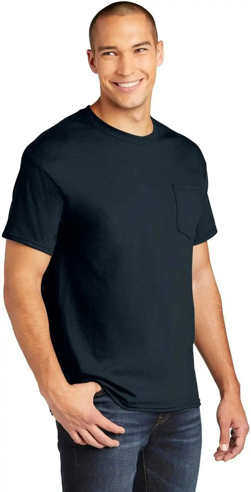 Gildan 5300 Heavy Cotton 100% Pocket t Shirt Navy