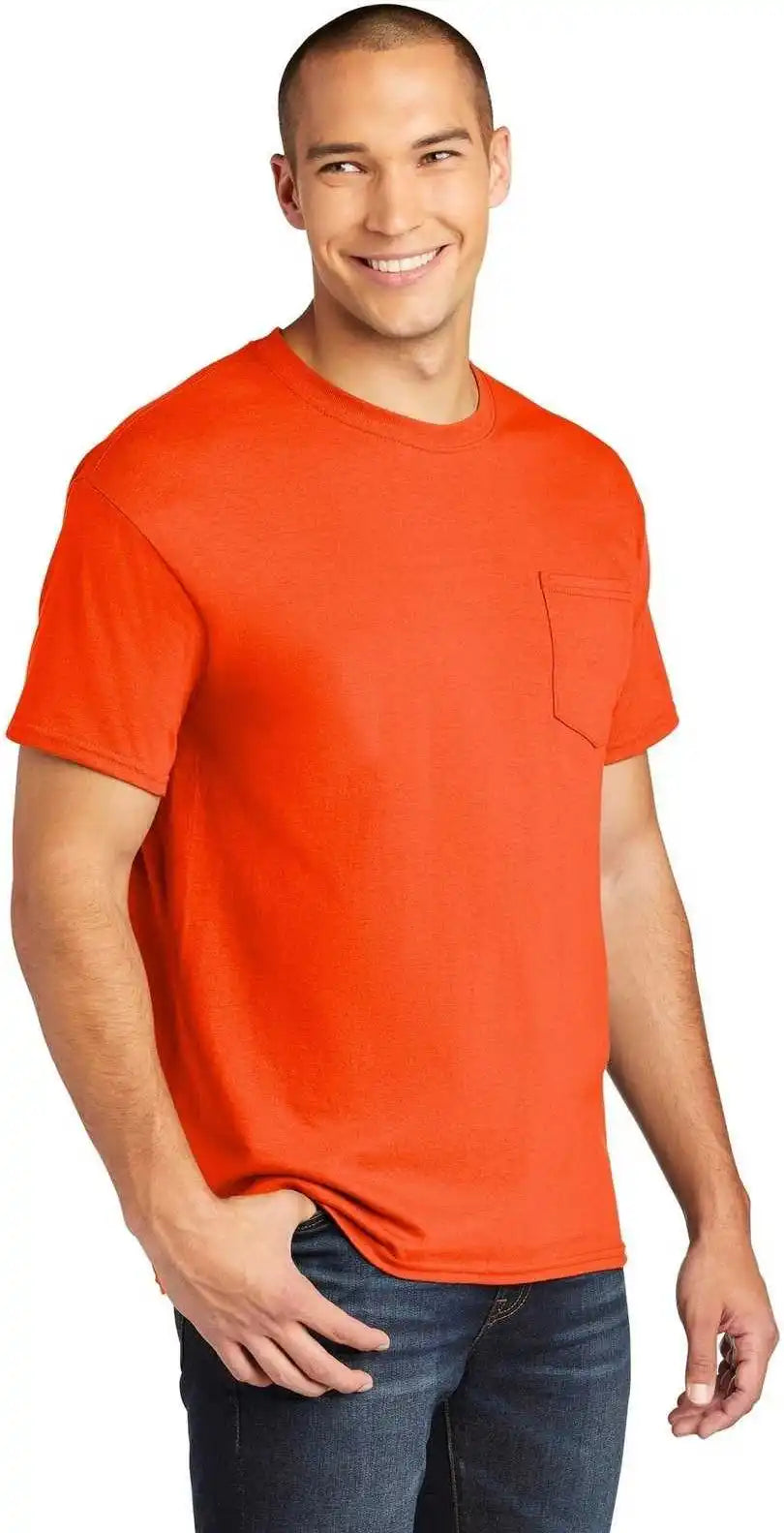 Gildan 5300 Heavy Cotton 100% Pocket t Shirt Orange