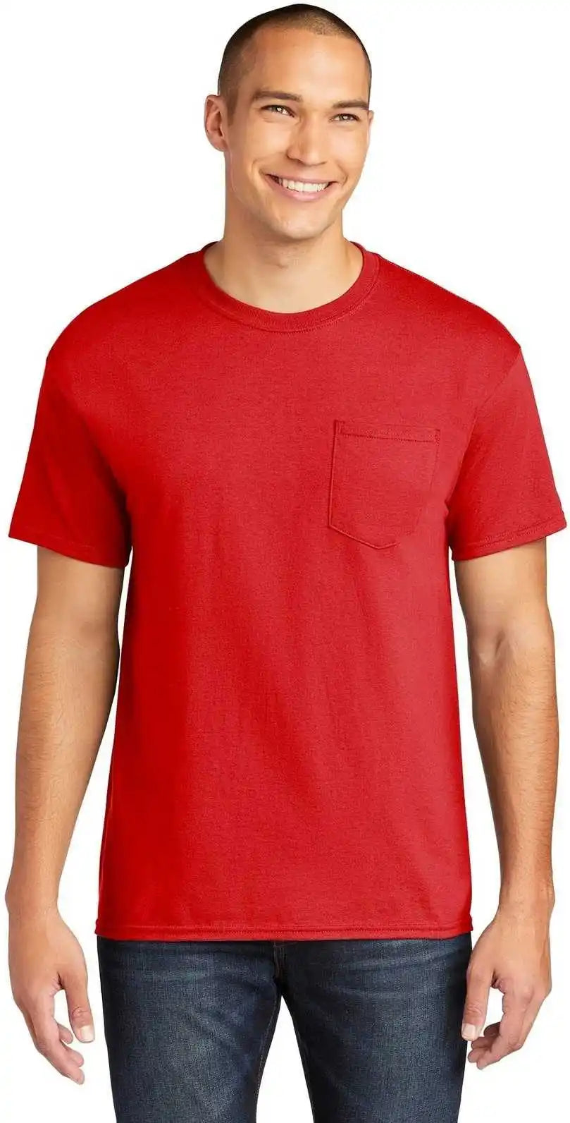 Gildan 5300 Heavy Cotton 100% Pocket t Shirt Red