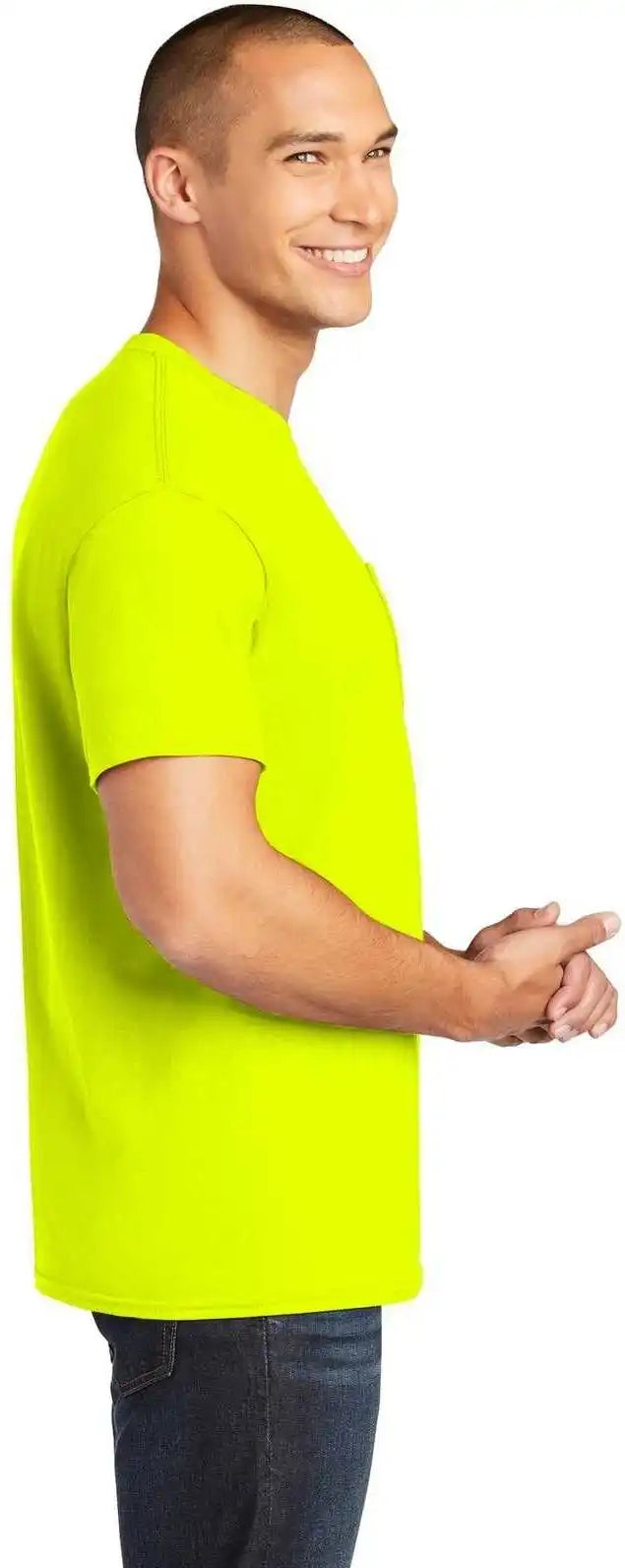 Gildan 5300 Heavy Cotton 100% Pocket t Shirt Safety Green