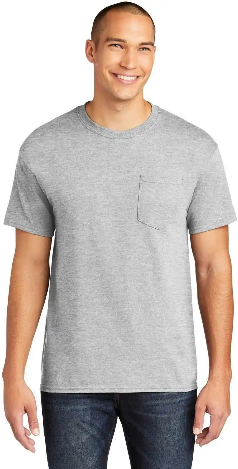 Gildan 5300 Heavy Cotton 100% Pocket t Shirt Sport Gray
