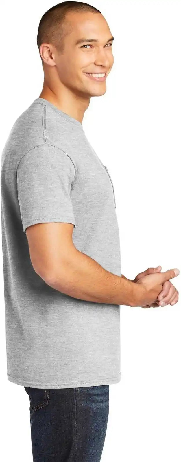 Gildan 5300 Heavy Cotton 100% Pocket t Shirt Sport Gray