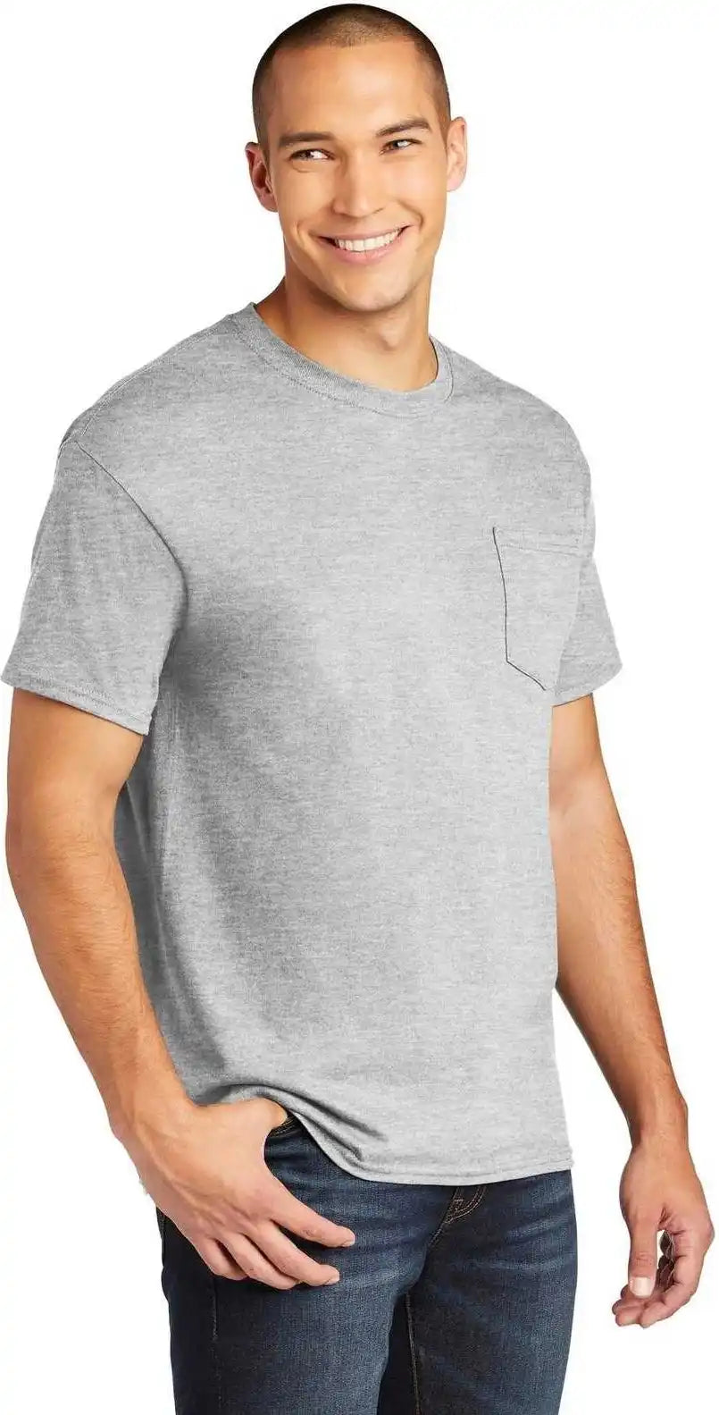Gildan 5300 Heavy Cotton 100% Pocket t Shirt Sport Gray
