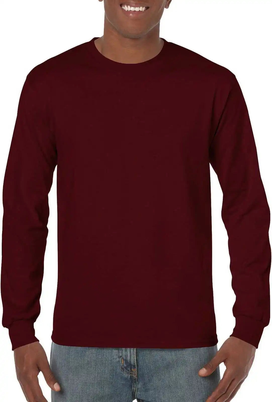 Gildan 5400 Heavy Cotton 100% Long Sleeve t Shirt Maroon