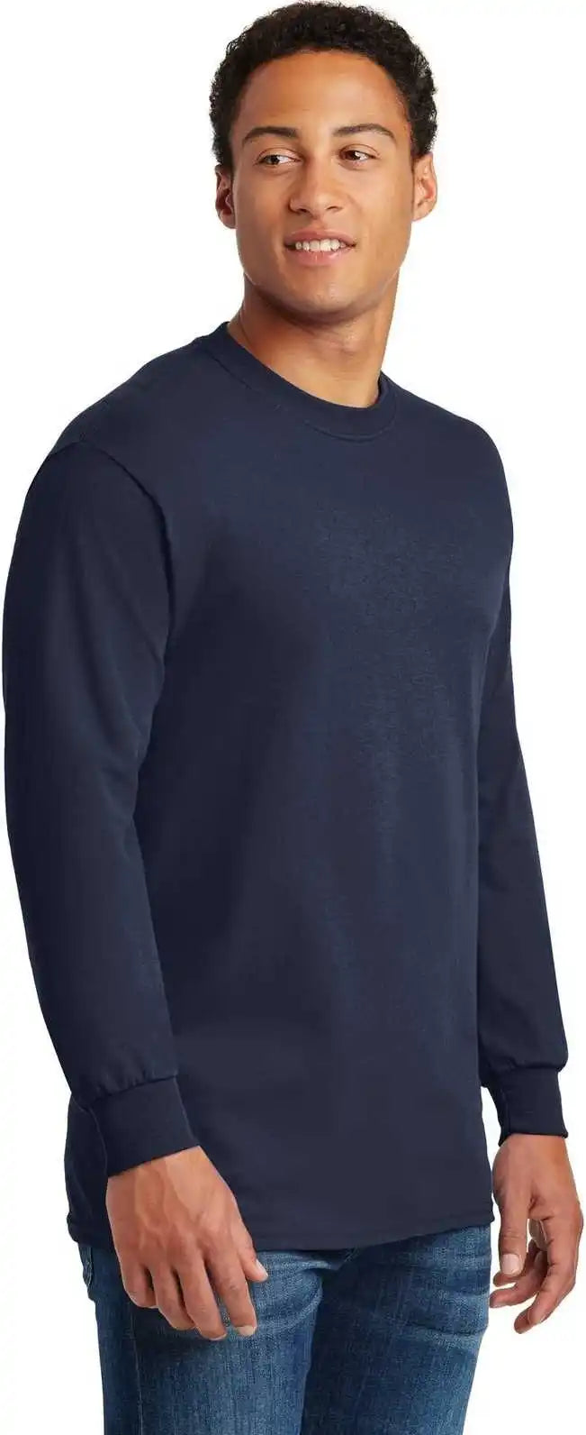 Gildan 5400 Heavy Cotton 100% Long Sleeve t Shirt Navy
