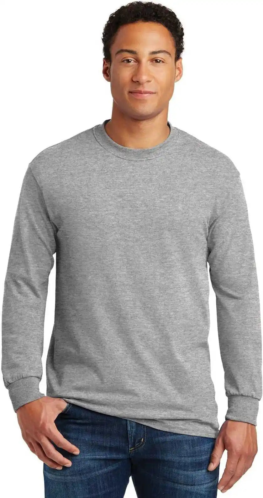 Gildan 5400 Heavy Cotton 100% Long Sleeve t Shirt Sport Gray