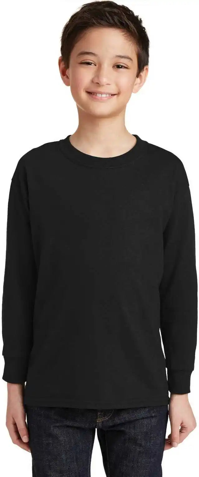 Gildan 5400b Youth Heavy Cotton 100% Long Sleeve t Shirt Black