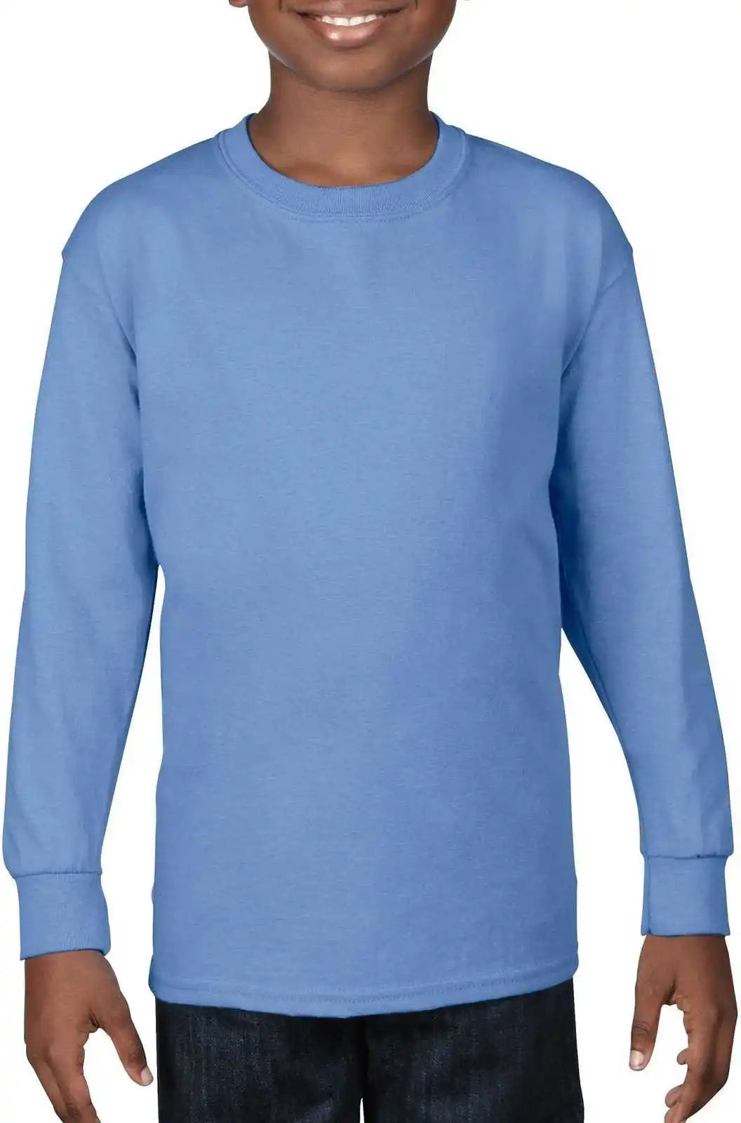 Gildan 5400b Youth Heavy Cotton 100% Long Sleeve t Shirt Carolina Blue