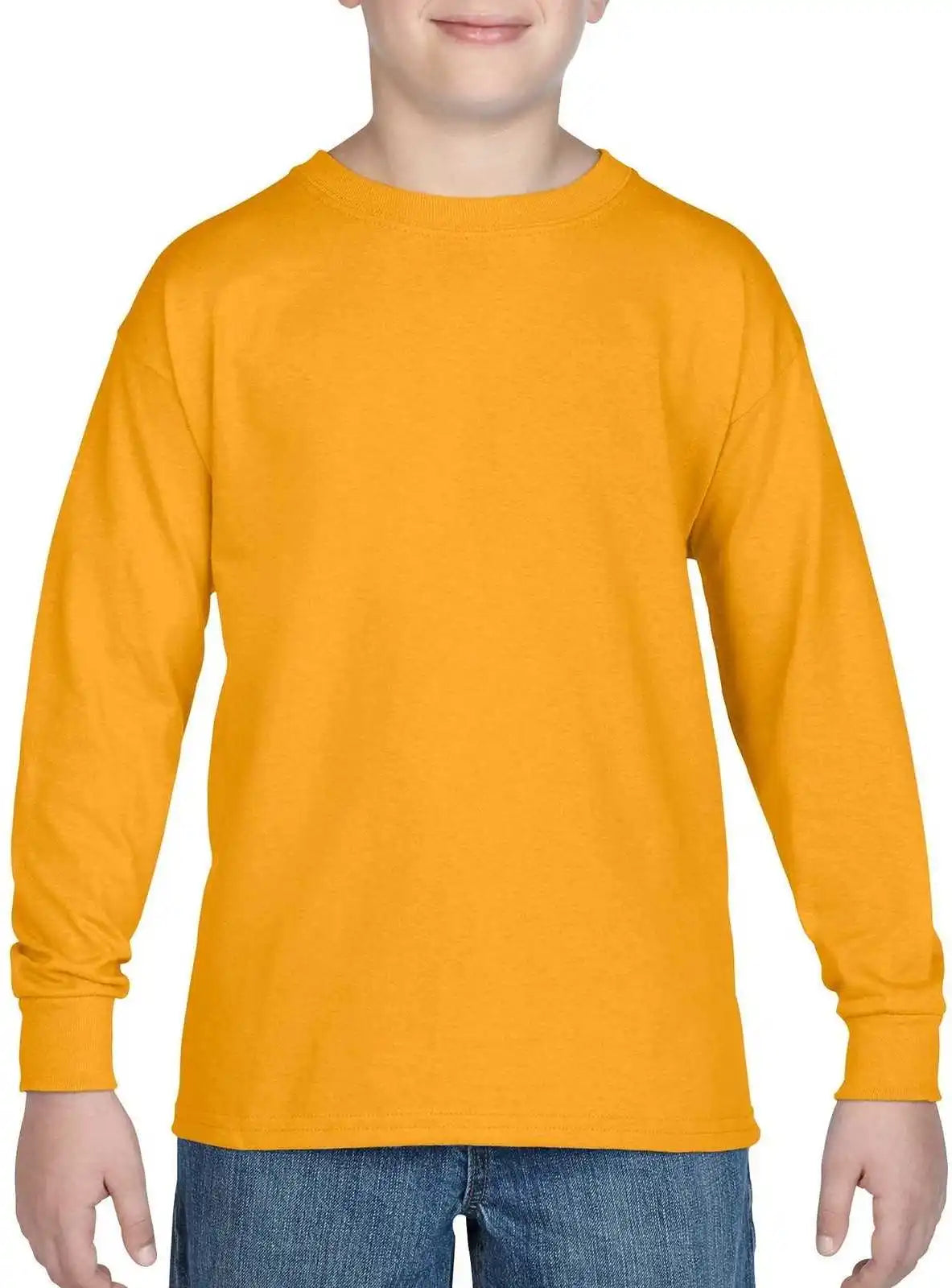 Gildan 5400b Youth Heavy Cotton 100% Long Sleeve t Shirt Gold