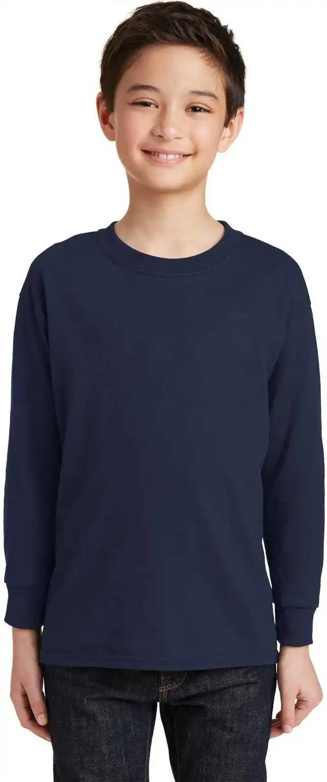 Gildan 5400b Youth Heavy Cotton 100% Long Sleeve T-shirt - Navy