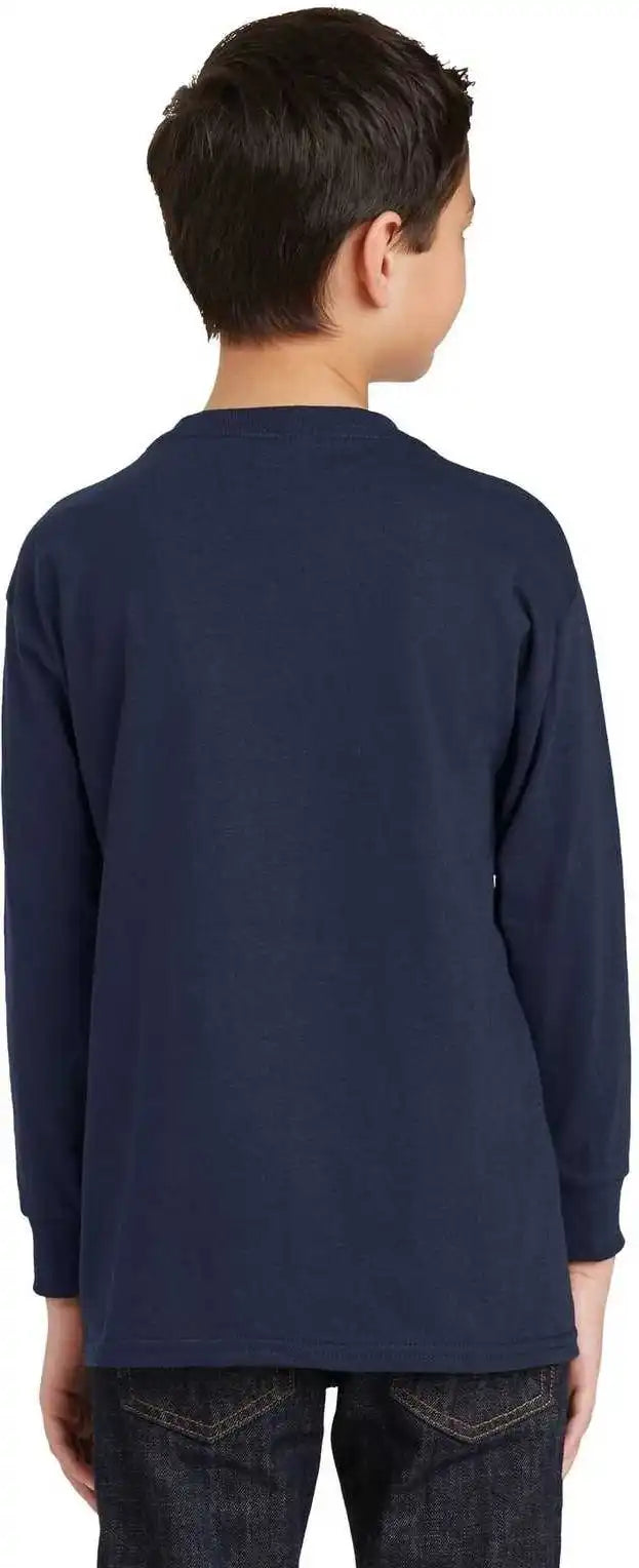 Gildan 5400b Youth Heavy Cotton 100% Long Sleeve T-shirt - Navy