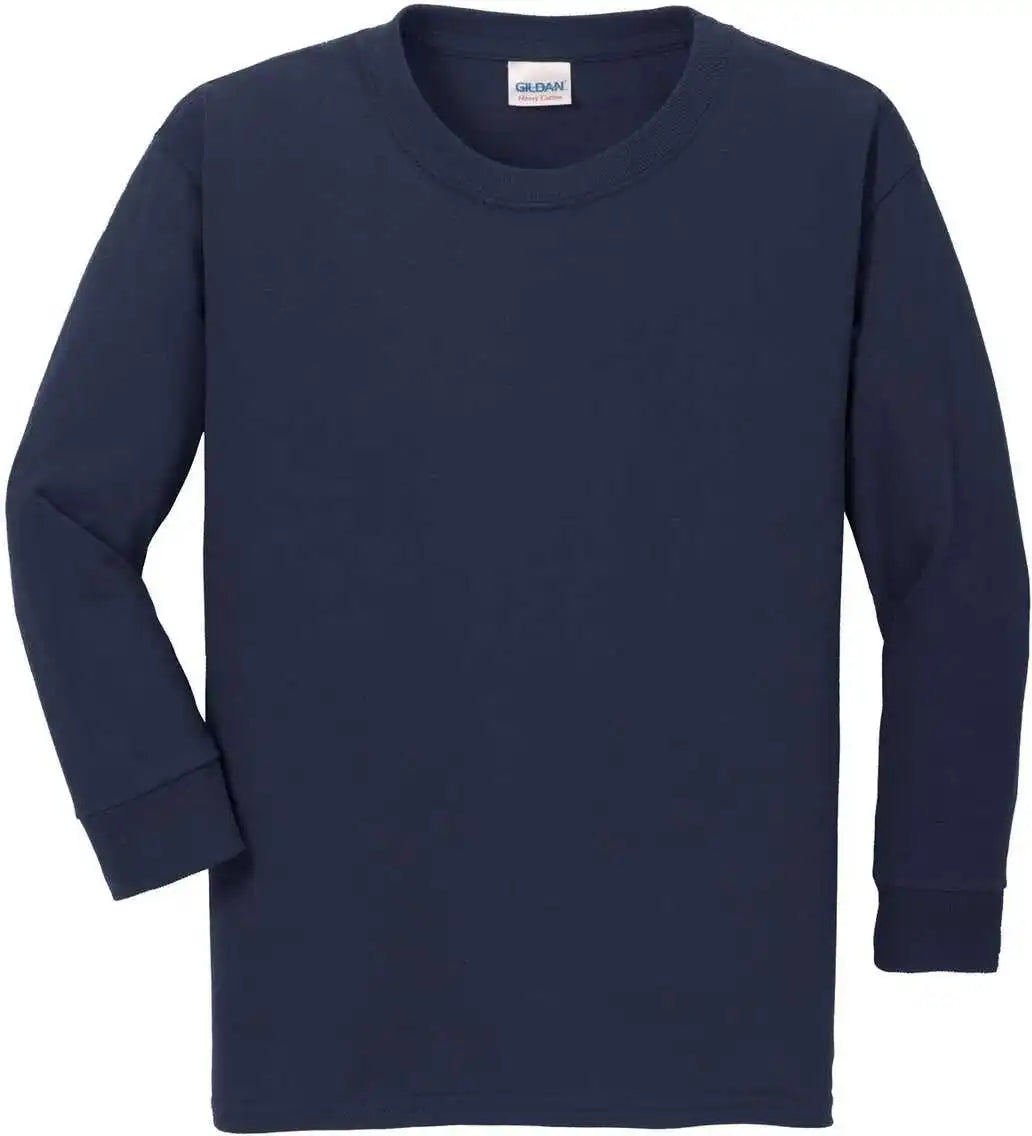 Gildan 5400b Youth Heavy Cotton 100% Long Sleeve t Shirt Navy