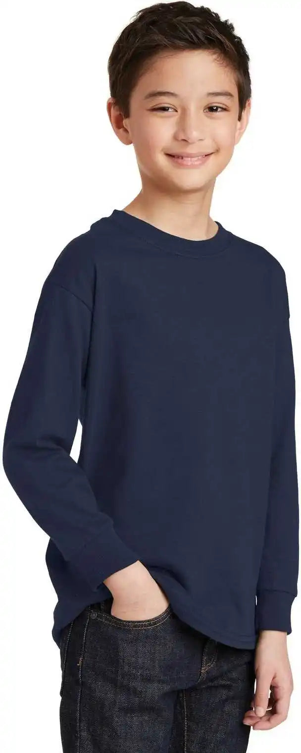 Gildan 5400b Youth Heavy Cotton 100% Long Sleeve t Shirt Navy