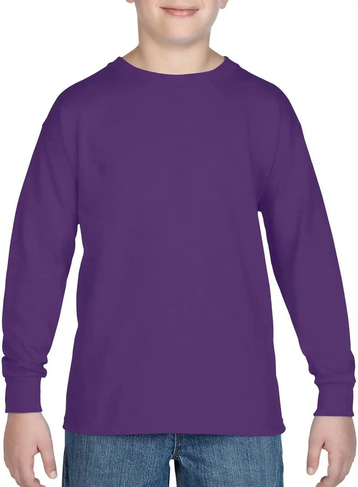 Gildan 5400b Youth Heavy Cotton 100% Long Sleeve t Shirt Purple