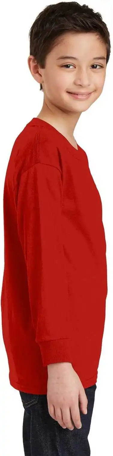 Gildan 5400b Youth Heavy Cotton 100% Long Sleeve t Shirt Red