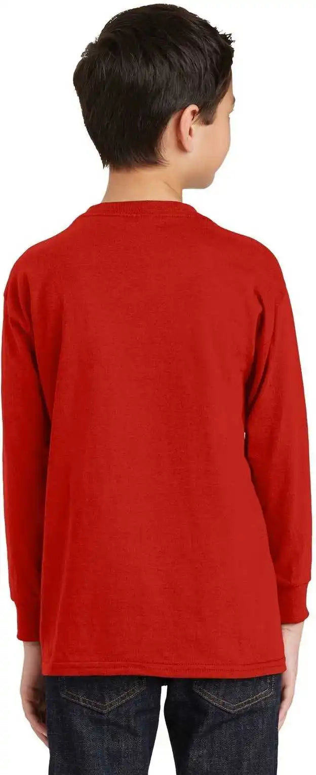 Gildan 5400b Youth Heavy Cotton 100% Long Sleeve t Shirt Red