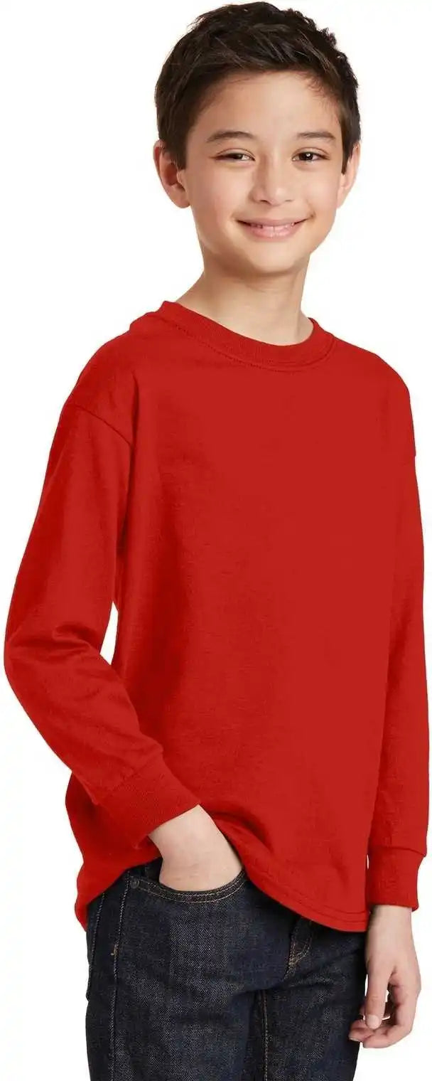 Gildan 5400b Youth Heavy Cotton 100% Long Sleeve t Shirt Red