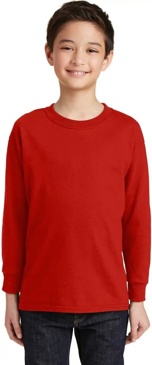 Gildan 5400b Youth Heavy Cotton 100% Long Sleeve t Shirt Red
