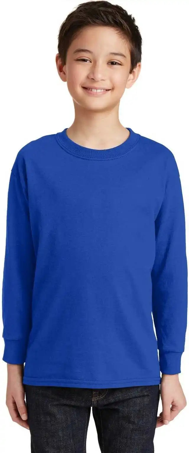 Gildan 5400b Youth Heavy Cotton 100% Long Sleeve t Shirt Royal