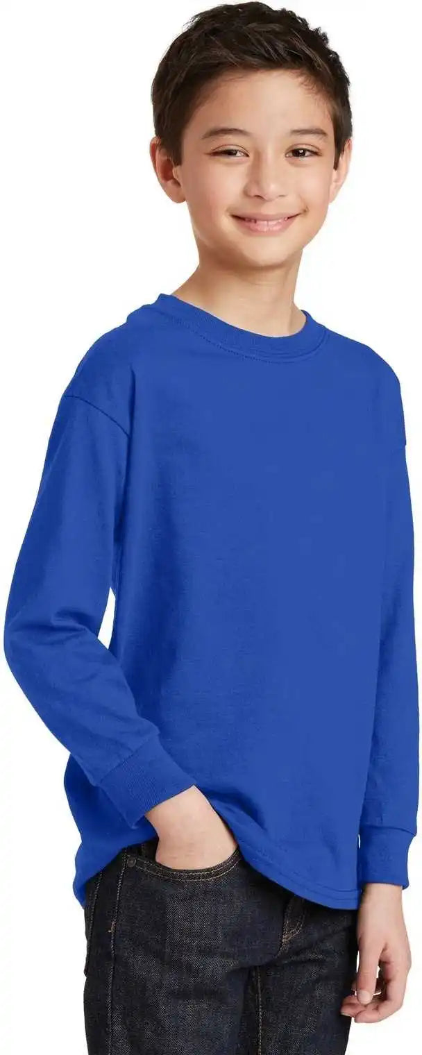 Gildan 5400b Youth Heavy Cotton 100% Long Sleeve t Shirt Royal