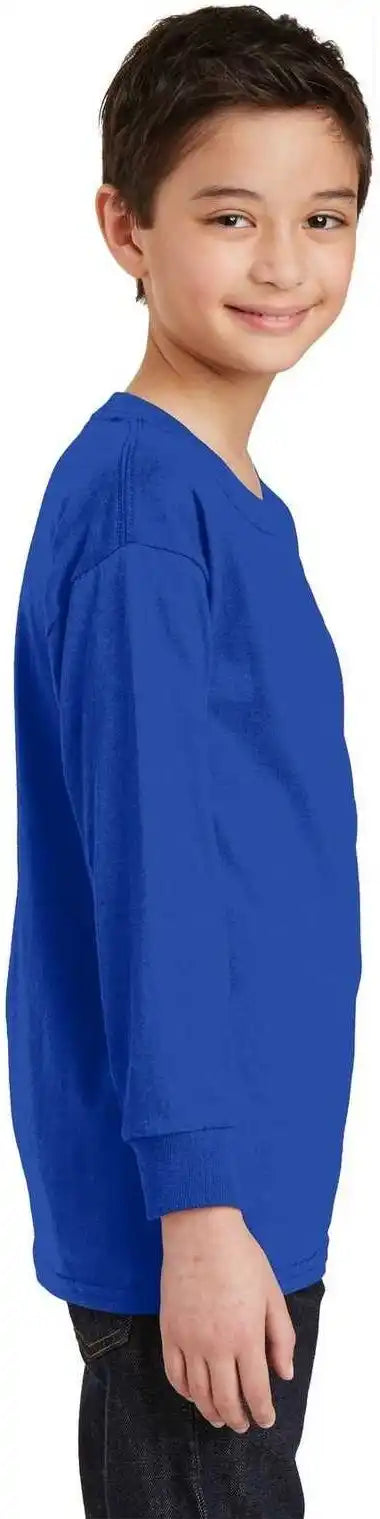 Gildan 5400b Youth Heavy Cotton 100% Long Sleeve t Shirt Royal