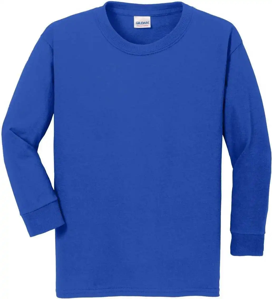 Gildan 5400b Youth Heavy Cotton 100% Long Sleeve t Shirt Royal